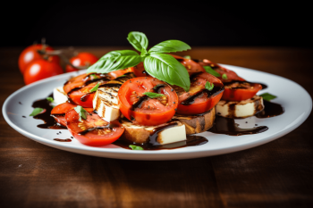 vegan caprese salad with balsamic tofu